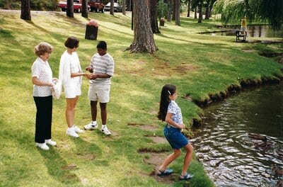Feeding the ducks at Manito Park, Precious Memories